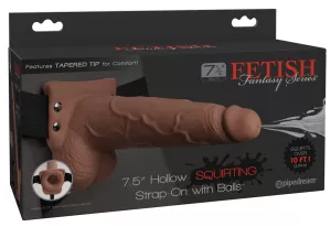 Fetish Fantasy 7.5" Hollow Squirting Strap-On with Balls