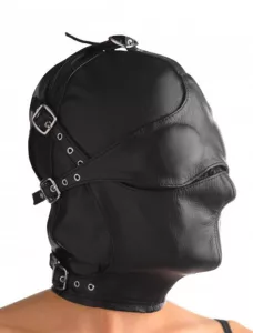 Strict Leather Asylum Leather Hood with Removable Blindfold and Muzzle