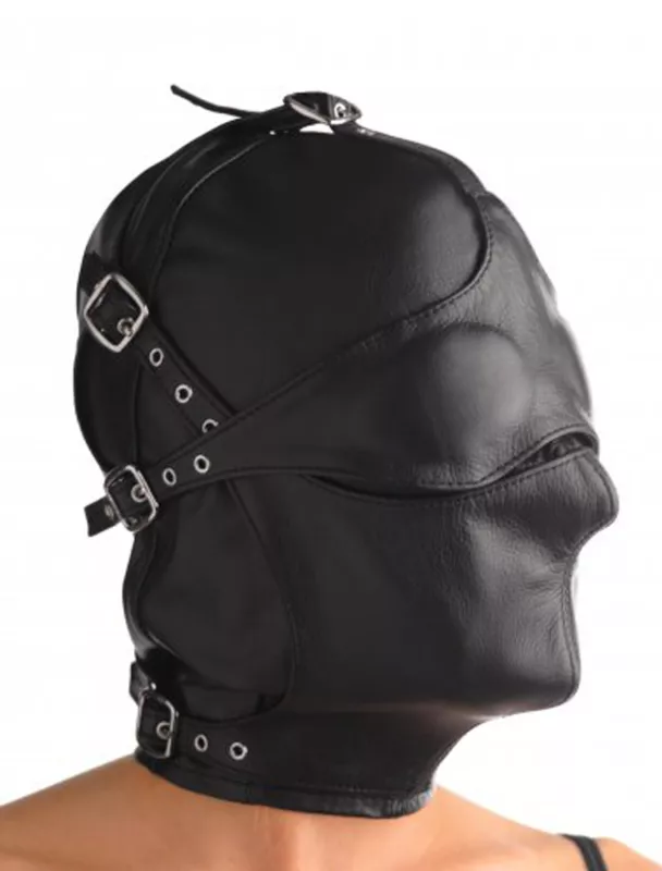 Strict Leather Asylum Leather Hood with Removable Blindfold and Muzzle