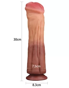 LoveToy 12&quot; Dual Layered Platinum Silicone Cock