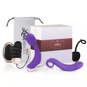 LoveBoxxx Solo Box dildo 17,5 cm + vibrátor 17 cm + vibračné vajíčko 8,2 cm + venušine guličky 10,5 cm