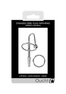 Ouch! Urethral Sounding Metal Plug with Ring