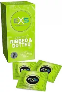 EXS Comfy Fit Ribbed and Dotted Condoms 12 ks