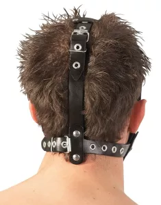 ZADO Leather Head Harness with Dildo