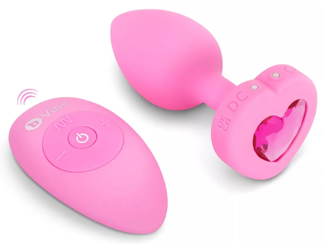 b-Vibe Vibrating Heart Plug S/M Pink