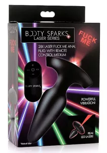 Booty Sparks Laser Fuck Me Medium Anal Plug with Remote Control Black MASTER SERIES