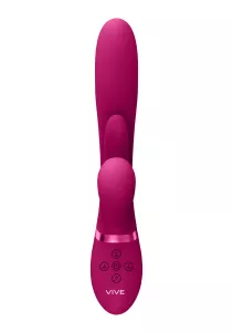 Vive Kura Thrusting G Spot with Flapping Tongue and Pulse Wave Stimulator Pink