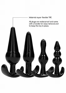 Sono No.80 4-Piece Butt Plug Set Black SHOTS TOYS