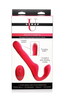 Strap U Mighty-Thrust Thrusting & Vibrating Strapless Strap-On with Remote Pink SHOTS TOYS