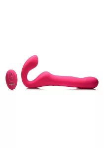 Strap U Mighty-Thrust Thrusting & Vibrating Strapless Strap-On with Remote Pink SHOTS TOYS