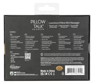 Pillow Talk Secrets Choices 6 Piece Mini Massager Set Navy Blue Rose Gold