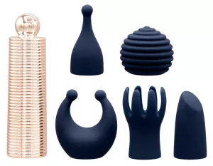 Pillow Talk Secrets Choices 6 Piece Mini Massager Set Navy Blue Rose Gold