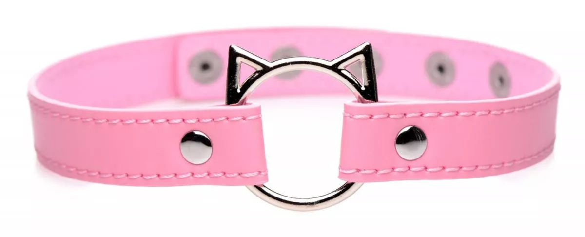 Master Series Kinky Kitty Ring Slim Choker Pink