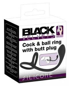 Black Velvets Cock & Ball Ring + Plug Slim ORION